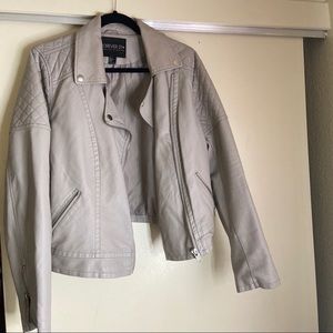 Taupe Plus Size Leather Jacket | Women Leather